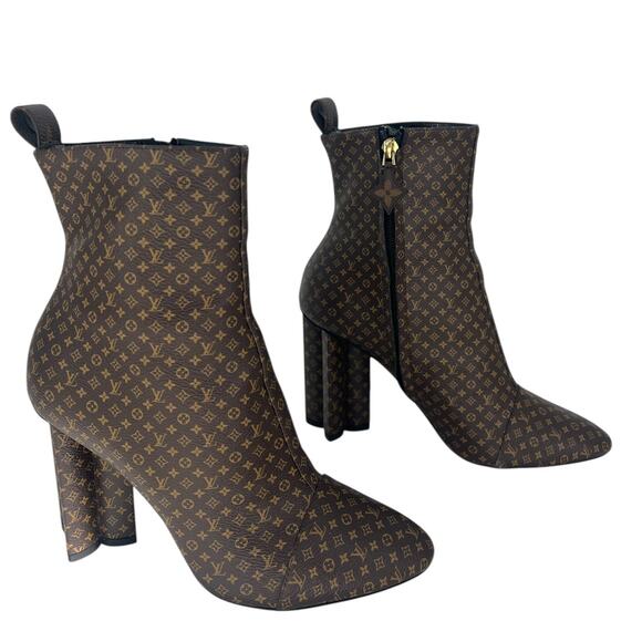 Louis Vuitton Silhouette Ankle Boots Nano Monogram Canvas Brown - Picture 1 of 16